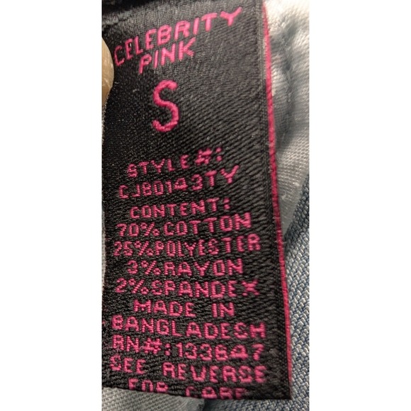 Celebrity + Pink Denim Overall Dress Distressed Frayed Hem Blue Jean Mini - S - Picture 10 of 12